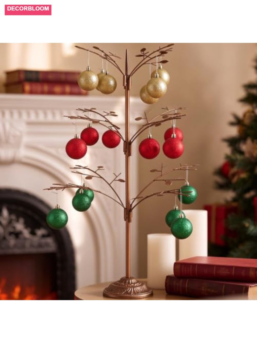 28" Metal Ornament Display Tree Hanging Hook Stand Tabletop Xmas Decor